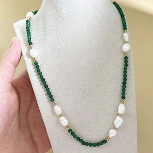 Pendentif Colliers Collier de perles de riz Cristal Perle Vert Tricot à la main Bohême Réglable Mode Simple Perlé