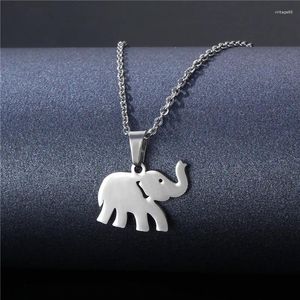 Pendentif Colliers Rinhoo en acier inoxydable mignon éléphant animal collier pour femmes mode argent couleur clavicule chaîne bijoux