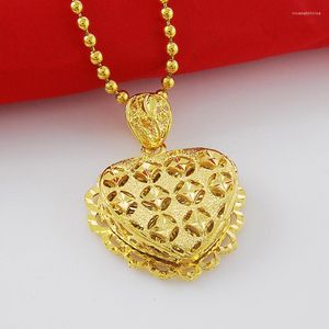 Pendentif Colliers Romantique 50cm longue chaîne à maillons 24K or grand coeur collier anniversaire accessoires de mariage pour femmes dames JP040