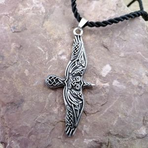 Pendentif Colliers SanLan Viking Noeud Corbeau Cordon Volant Corbeau d'Odin Collier Norse Oiseau Talisman Amulette BijouxPendentif