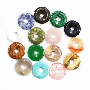 Colliers pendants vendant le bouton de sécurité en pierre naturelle Quartz Crystal Lapis Lazuli Opal Charmes de bijoux de bricolage Collier accessoires 5pc