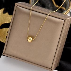 Pendentif Colliers Cordonnerie Classique Simple Boule Titane Acier Collier Court Pour Femme Coréenne Mode Bijoux Fille Accessoires