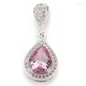 Collares pendientes SHUNXUNZE Charm Jewellery Navidad Boda Colgantes Para Mujer Accesorios Gota Rosa Cubic Zirconia Rodio Plateado R3228