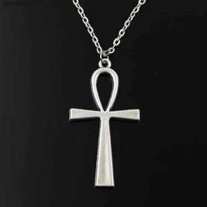 Collares colgantes Simple clásico moda cruz egipcia Ankh símbolo de vida antiguo colgante de plata collar de cadena corta joyería para mujer L2404