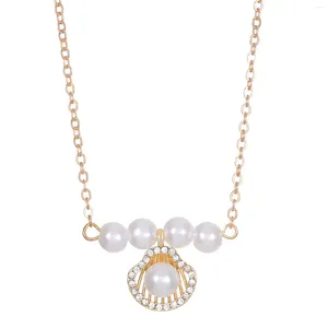 Collares colgantes Collar de circón de concha de perla simple para mujeres Estilo coreano Concha Cadena de mar Joyería DIY Regalo de fiesta de novias 2023