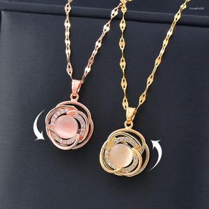 Pendentif Colliers SINLEERY Classique Rotatif Spinner Collier En Acier Inoxydable Pour Femmes Rose Or Couleur Chaîne Chaîne Bijoux