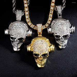 Collares colgantes Cráneo Esqueleto Collar de auriculares con cadena de cuerda de 4 mm de ancho Joyería de moda para hombres y mujeres Hip Hop