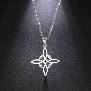 Collares colgantes Skyrim Wicca Witch Knot Collar Collar de acero inoxidable Protector Vintage Joyas sobrenaturales Regalos240408