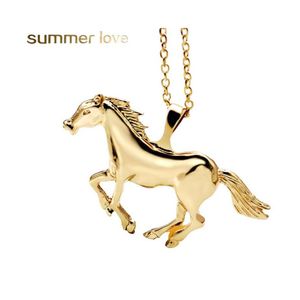 Colliers pendents Sliver Gold Horse Shape Chain Colding For Women Girl Animal mignon 64x41mm Pendants Collier Lucky Jewelry Accessor Dhlqd