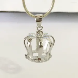 Collares colgantes Sólido 925 Plata CZ Corona Locket Charm Puede abrir Perla esterlina tachonada de gemas / Cristal / Gema Jaula de cuentas Encontrar