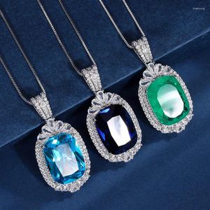 Collares colgantes SpringLady 15 20 mm Paraiba Tourmaline Sapphire Collar para mujeres Banquete de boda de lujo Regalos de joyería fina