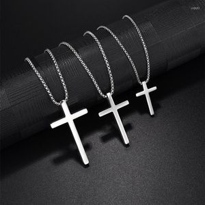 Pendentif Colliers En Acier Inoxydable Croix Collier Pour Hommes Femmes Minimaliste Bijoux Punk Hip Hop Mâle Femelle Sautoirs