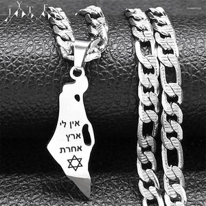 Pendentif Colliers Acier inoxydable Israël Pays Carte Collier pour femmes Hommes Juif Hexagram Magen Étoile de David Bijoux NXS05