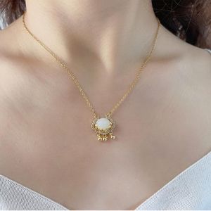 Collares pendientes Joyería de acero inoxidable Opal Safe Lock para mujeres Moda coreana Luz de lujo Accesorios para banquetes de bodas GiftPendant