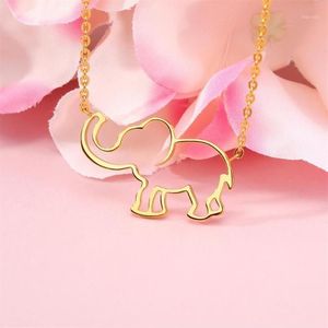 Colliers pendentifs Collier en acier inoxydable pour femmes homme mignon petit éléphant or et argent de couleur de fiançailles