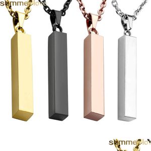 Pendentif Colliers En Acier Inoxydable Carré Bar Collier Personnalisé Or Solide Charme Vierge Pour L'acheteur Propre Gravure Bijoux Drop Deliv Dhd8I