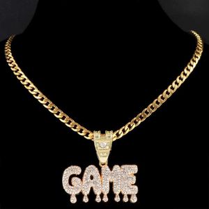 Pendentif Colliers Acier inoxydable Zircon Chaîne Collier Glacé Lettre Jeu pour Femmes Hommes Punk Rock Mode Bijoux Cadeaux