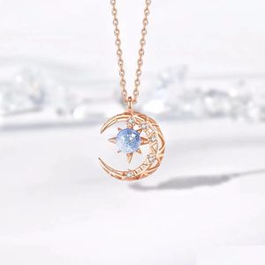 Pendentif Colliers Star Moon Collier Femmes Verre Pierre Serrure Os Chaîne Lumière Luxe Niche Conception Cadeau D'anniversaire 2021 Nouveau Dro Dhgarden Dhfww