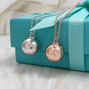 Colliers pendants Collier en argent sterling mode beau charme bijoux rond balle pour femmes d'anniversaire cadeau copines