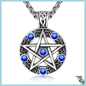 Colliers de pendentif Collier surnaturel pentagram pentacle à cinq points étoiles wicca pagan dean winchester pendant vintage bijou gothique dhfas