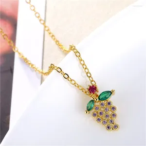 Colliers pendants Sweet Colorful Zircon Grapes for Women Girls Arear inoxydless Arecdy Romantic Jewelry Accessoires Cadeaux
