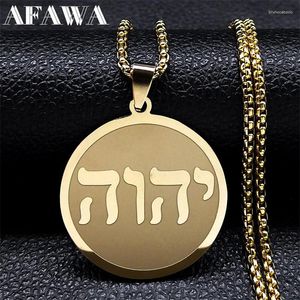 Collares colgantes tetragrammaton jehovah yahweh hebreo alfabeto collar mujer joyería de cristianismo de acero inoxidable de acero inoxidable