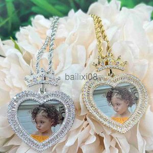 Collares pendientes THE BLING KING Corazón Princesa Foto Colgante Memoria personalizada Imagen Colgante Grabado Nombre HipHop Jewlery Regalos personalizados para mujeres J230620