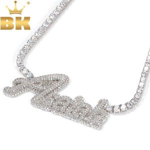 Pendentif Colliers The Bling King Plaque signalétique Soudure Chaîne de tennis Curise Ice Out Handmade CZ Femmes Cadeau DIY 231101