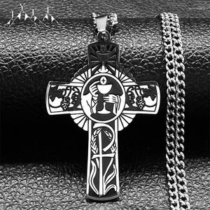 Pendentif Colliers La Foi Chrétienne Croix Collier Pour Femmes Hommes En Acier Inoxydable Eucharistie Sainte Communion Bijoux Cadeaux