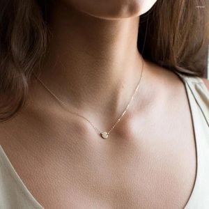 Pendentif Colliers Minuscule Rond Simple En Acier Inoxydable Pour Femmes Plaqué Or Dainty Petit Disque Collier Ras Du Cou Bijoux En Gros