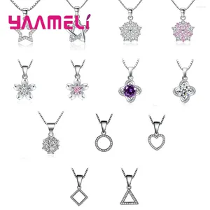 Collares colgantes Venta superior S925 Joya de plata esterlina Cúcica Cúblico Círculo Círculo Stars Star Flower Mujeres Femme COLODOR