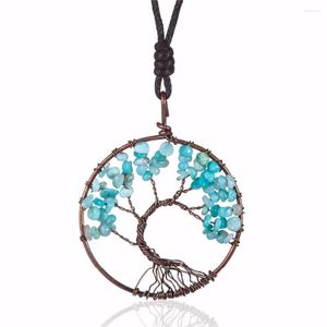 Pendentif Colliers Arbre de vie pour femmes Bijoux Long Collier Vintage Véritable Pierres Collier Déclaration Colliers Tendance Produits Goth Articles