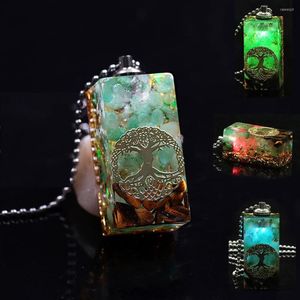 Pendentif Colliers Arbre de vie LED Light Orgone Orgonite Collier Chakra Guérison Cristaux Pierres Bijoux