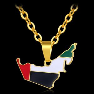 Collares pendientes de moda Oriente Medio Emiratos Árabes Unidos mapa bandera Color dorado para joyería Unisex Bijoux Femme