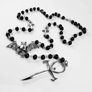 Collares colgantes Vampiro Ankh Rosario Oculto Vamp Goth Beads Bat Gótico Vampírico Con cuentas Tradgoth Egipcio Regalo de joyería hecho a mano