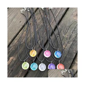 Collares pendientes Veteado Collar de flores secas Tiempo de la planta Piedras preciosas Joyas de vidrio hechas a mano Gsfn305 Con orden de mezcla de cadena Entrega de gota Dhfhm