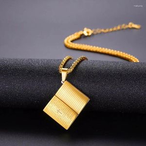 Colliers pendants vintage gold couleur collier biblique corde livre de la chaîne