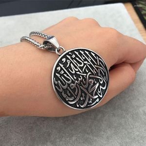 Pendentif Colliers Vintage Religieux Musulman Carte Ronde Collier Pour Hommes Femmes Islamique Bijoux Amulette Cadeau