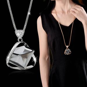 Collares con colgante estilo Vintage gran triángulo de cristal collar largo para mujeres 2021 moda Kpop geometría joyería antigua