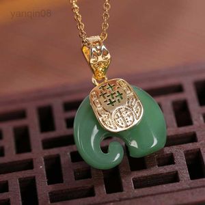 Pendentif Colliers Vintage Blanc Hetian Jade Éléphant Pendentif Plaqué Chaîne Collier Ras Du Cou HKD230712