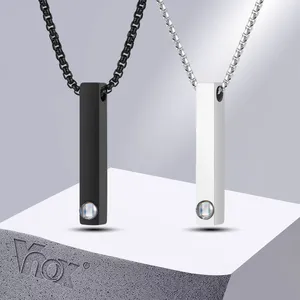 Colliers pendentifs Collier de projection Vnox avec 100 langues Je t'aime à la mode en acier inoxydable barre 3D géométrique promesse cadeau bijoux