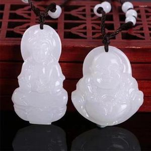 Pendentif Colliers Blanc-Jade Statue de Guanyin Afghanistan Jade Maitreya Bouddha Réunion Vente Cadeau