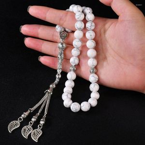 Collares pendientes Turquesa blanca Cuentas de howlita Joyas de piedra Collar de cuentas Oración Islámica Tasbih 33