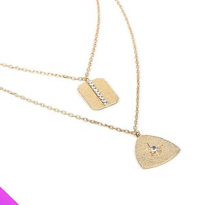 Pendentif Colliers En Gros 10 Carré Triangle Double Collier Dames Rétro Cristal Bijoux De Mode Cadeau 2 Couleurs 2021 Produits