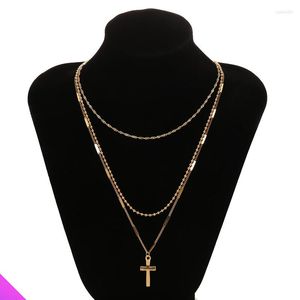 Pendentif Colliers En Gros 5 Croix Multicouche Collier Métal Foi Amulette 2022 Été Mode Fille Dames Bijoux Cadeau 2 Couleurs