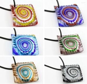 Pendentif Colliers En Gros 5pcs Verre De Murano À La Main Avec Carré Coloré Fit Pour Collier LL41