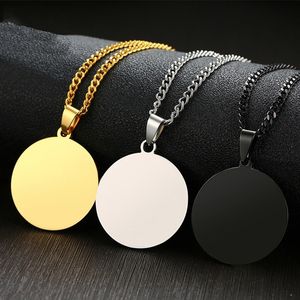 Pendentif Colliers En Gros 5 pcs Rond Étiquette De Chien Pendentifs Vierges pour Gravure Hommes Femmes Collier Bijoux 231115