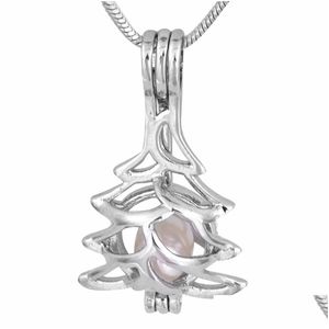 Colliers pendants en gros antique sier No￫l arbre vie en cage cage aromath￩rapie aromath￩rapie bijoux pour les femmes p131 drop deli dhnpt