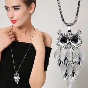 Pendentif Colliers En Gros Goutte Femmes Hibou Collier Pull Chaîne Longue Bijoux