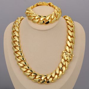Colliers pendants bijoux hip hop en gros 20 mm luxe 10k 18k 24k réel plaqué Gold Collier de chaîne de liaison cubaine de miami.